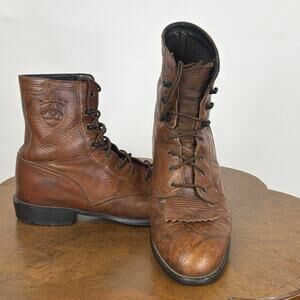 Ariat Brown Leather Lace Up Riding Boots Kiltie Tongue Speed Hooks Women's 8.5